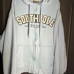 South Pole Light Blue Full-Zip Hoodie with Embroidered Logo XXL